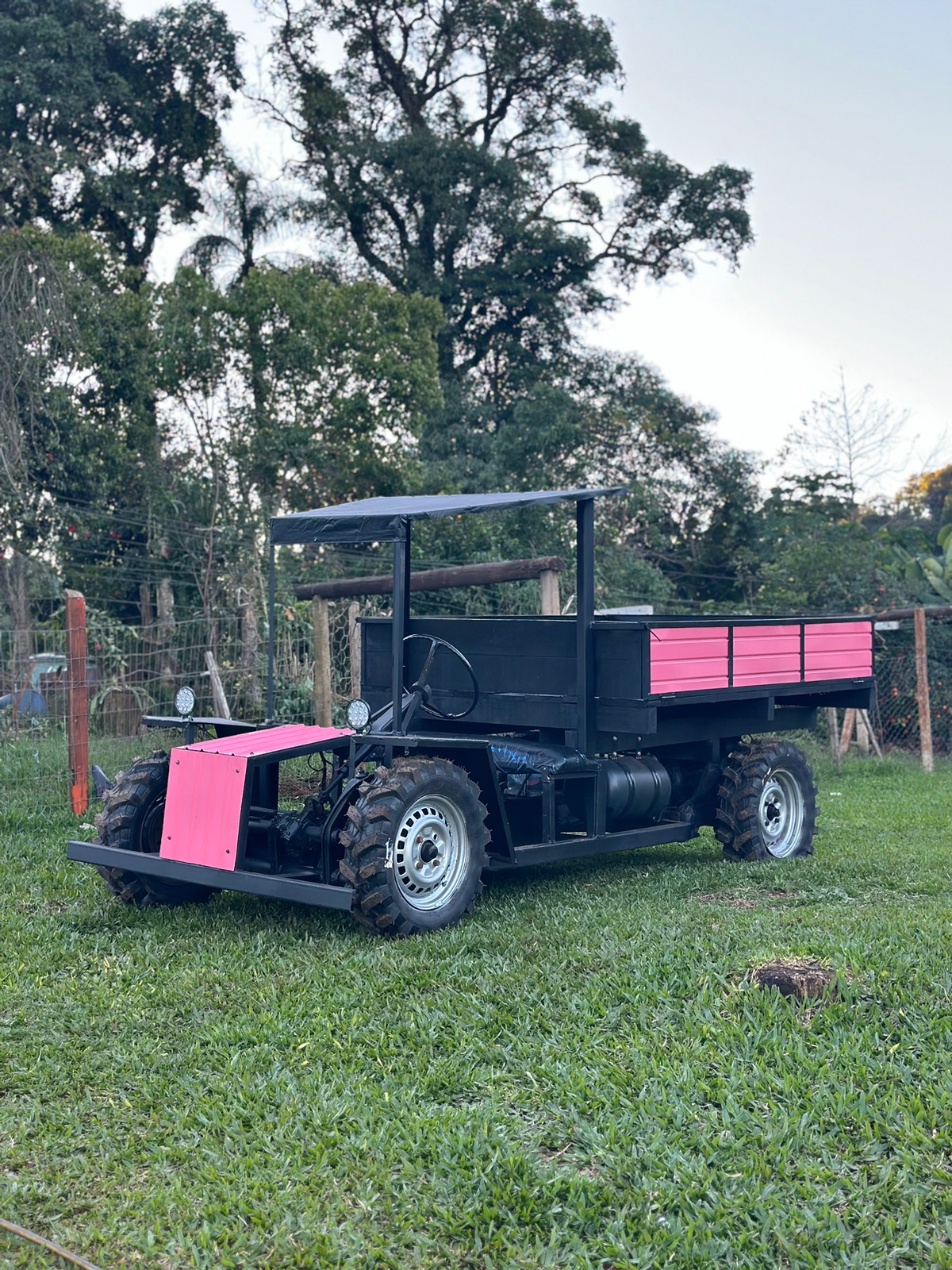 Carreta agrícola cor de rosa 4x2